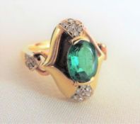 David Morris Emerald & Diamond Ring 1ct Emerald 24 Diamonds 18k Gold