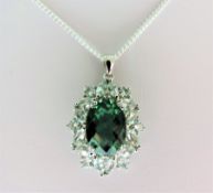 Sterling Silver Emerald & Topaz Pendant Necklace