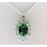 Sterling Silver Emerald & Topaz Pendant Necklace