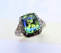 4 carat Bi-colour Sapphire Sterling Silver Cocktail Ring