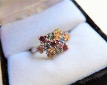 Sterling Silver Tutti Fruitti Multi Gemstone Ring