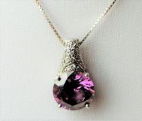 3.3 carat Amethyst Pendant Necklace in Sterling Silver