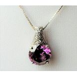 3.3 carat Amethyst Pendant Necklace in Sterling Silver