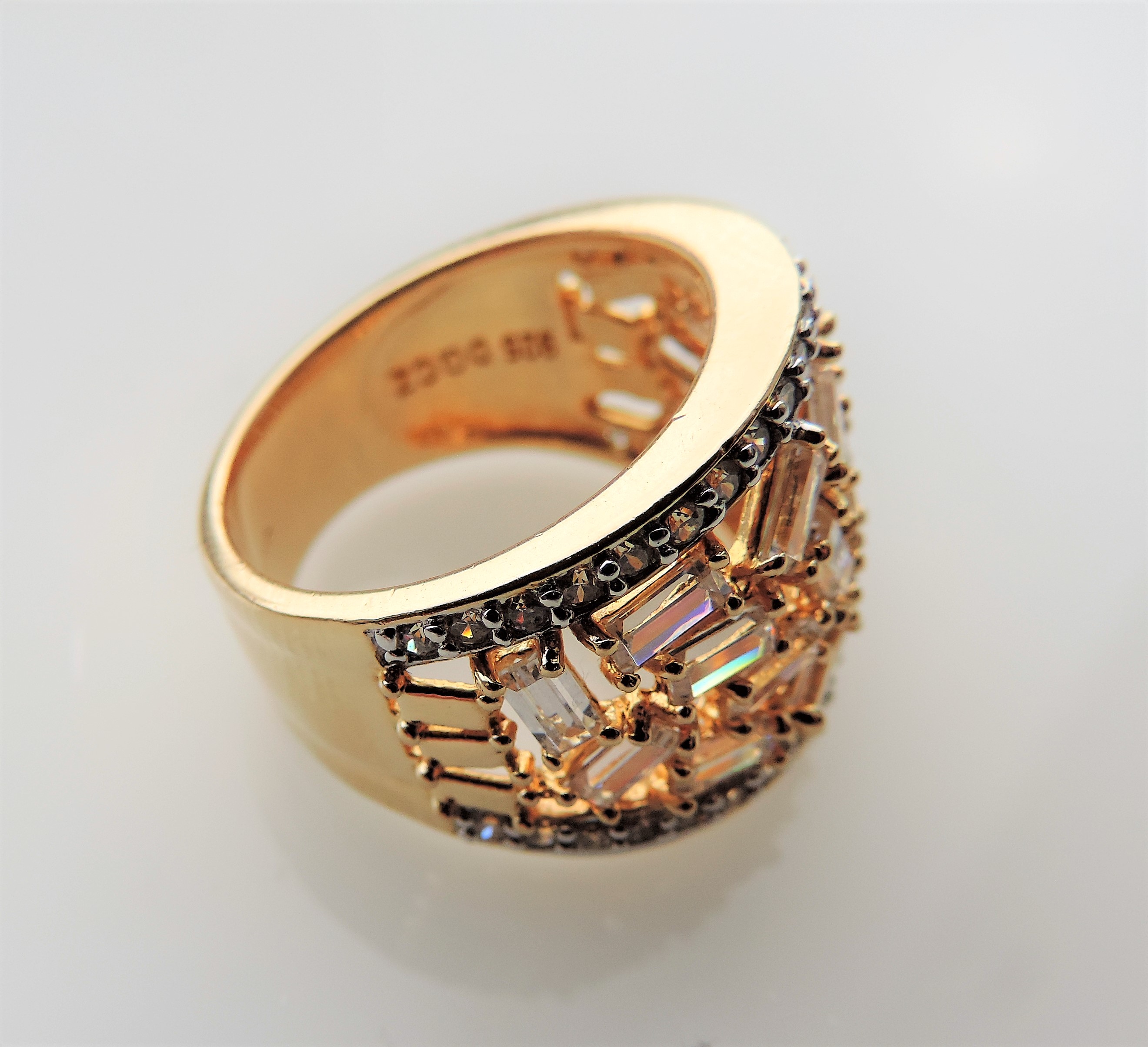 Gold on Sterling Silver Baguette Gemstone Ring - Image 5 of 6