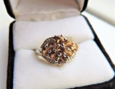 1.8 carat Citrine & Topaz Cluster Ring