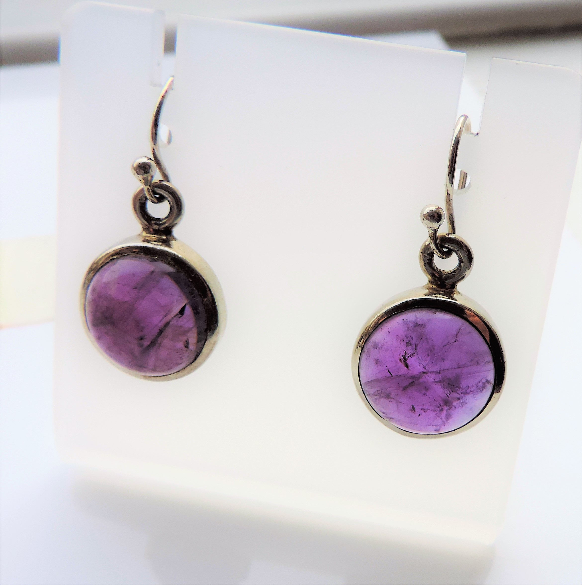 Sterling Silver Cabochon Amethyst Drop Earrings - Image 2 of 3