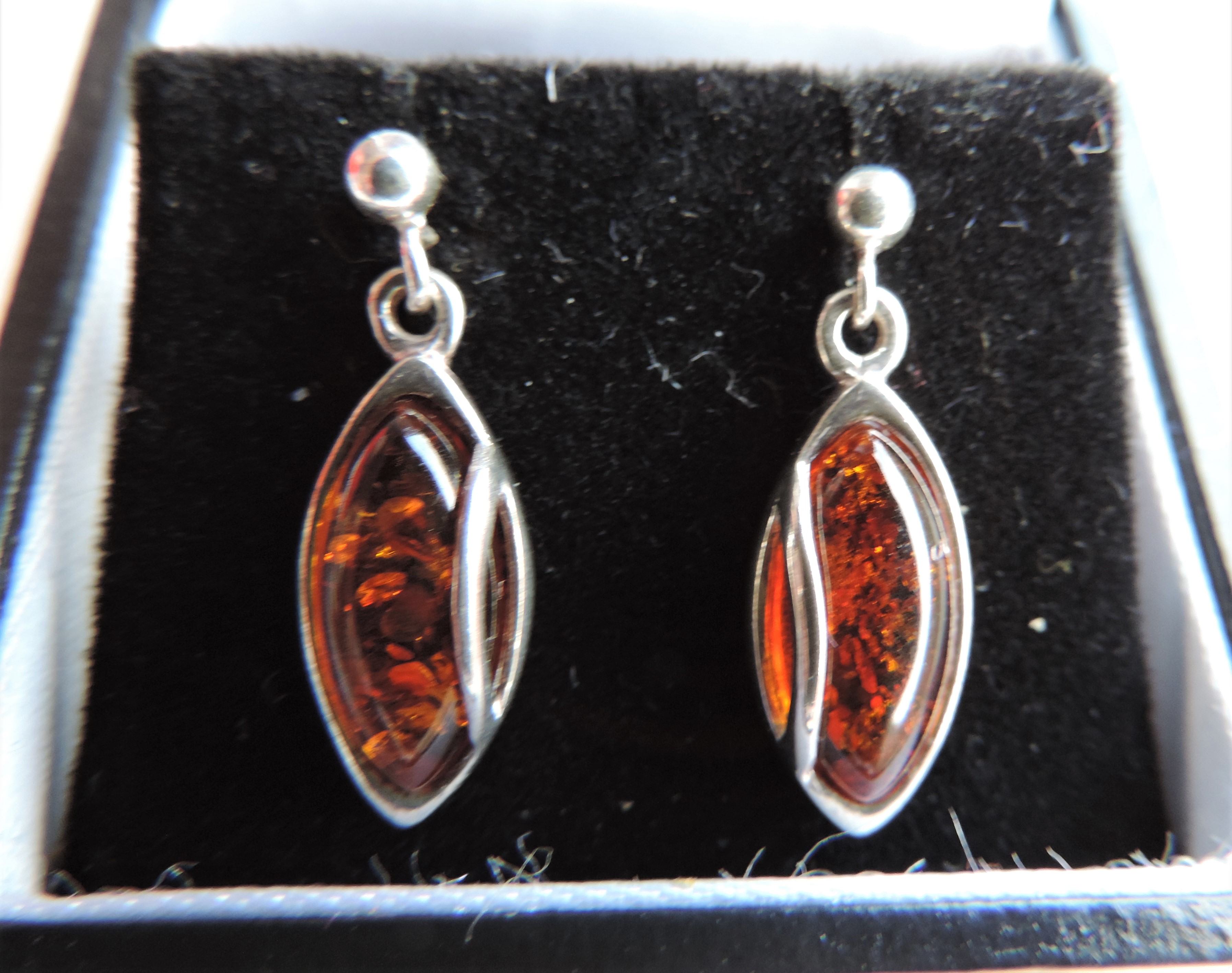 Sterling Silver Baltic Amber Earrings Rennie Mackintosh Collection - Image 2 of 2