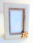 Cream Enamel & Diamante Photo Frame New Boxed