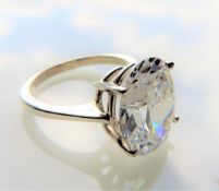 Sterling Silver 8 carat Cubic Zirconia Solitaire Engagement/Dress Ring