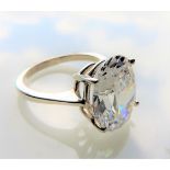 Sterling Silver 8 carat Cubic Zirconia Solitaire Engagement/Dress Ring