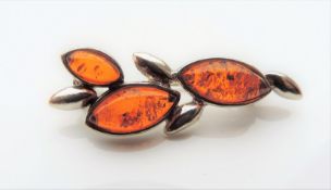 Sterling Silver Baltic Amber Brooch