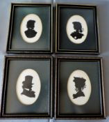 Set 4 Vintage Framed Silhouettes Signed by Artist FR