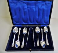 James Deakins & Sons Silver Plated Teaspoons & Sugar Tongs