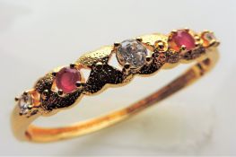 Gold Plated Ruby & Topaz Bangle