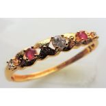 Gold Plated Ruby & Topaz Bangle