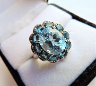 8.8 carat Topaz Cluster Ring in Sterling Silver