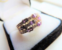 Amethyst and White Topaz Ring in Sterling Silver