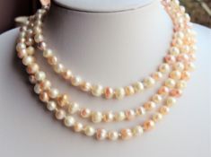 44 Inch Baroque Peaches & Cream Cultured Pearl Necklace