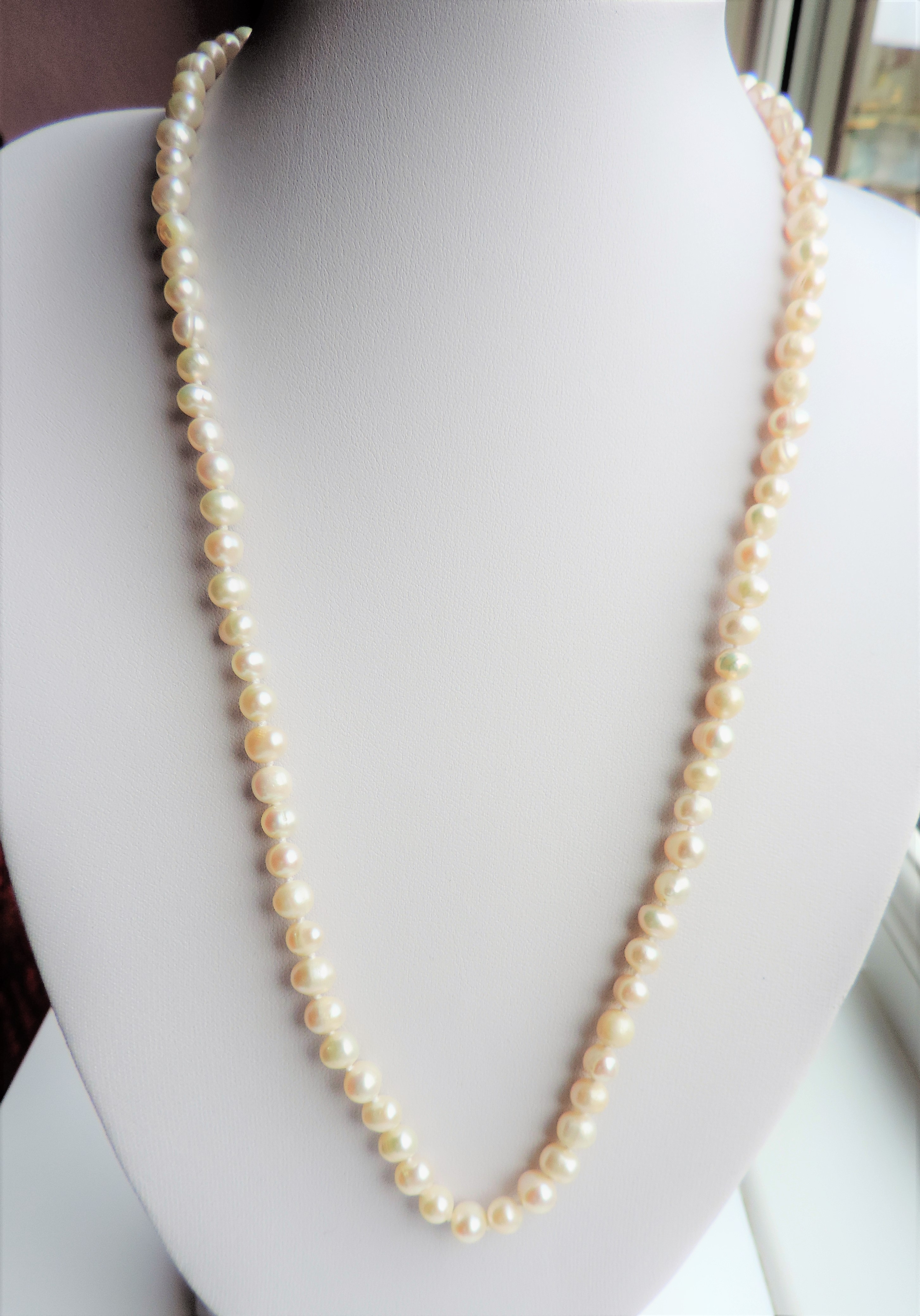 Cultured Pearl Necklace 23 inches long 90 x 6mm Pearls