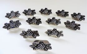 Set Twelve Vintage Rococo Style Silver Plated Menu or Place Card Holders