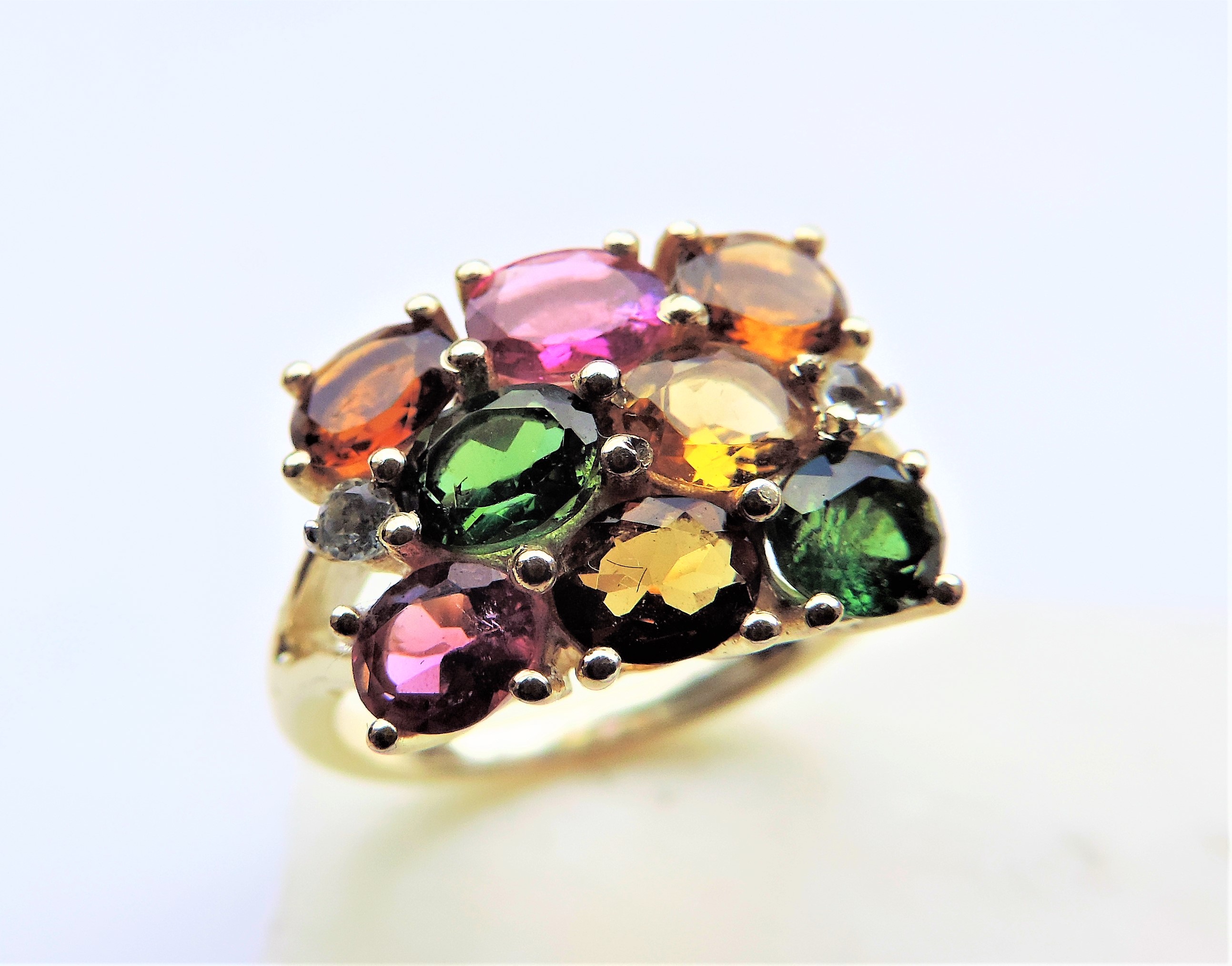 Sterling Silver Citrine, Topaz, Tourmaline & Peridot Multi Gemstone Ring - Image 2 of 3