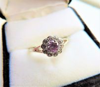 Sterling Silver Pink and White Sapphire Ring