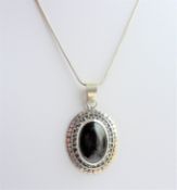 925 Sterling Silver Black Onyx Pendant Necklace