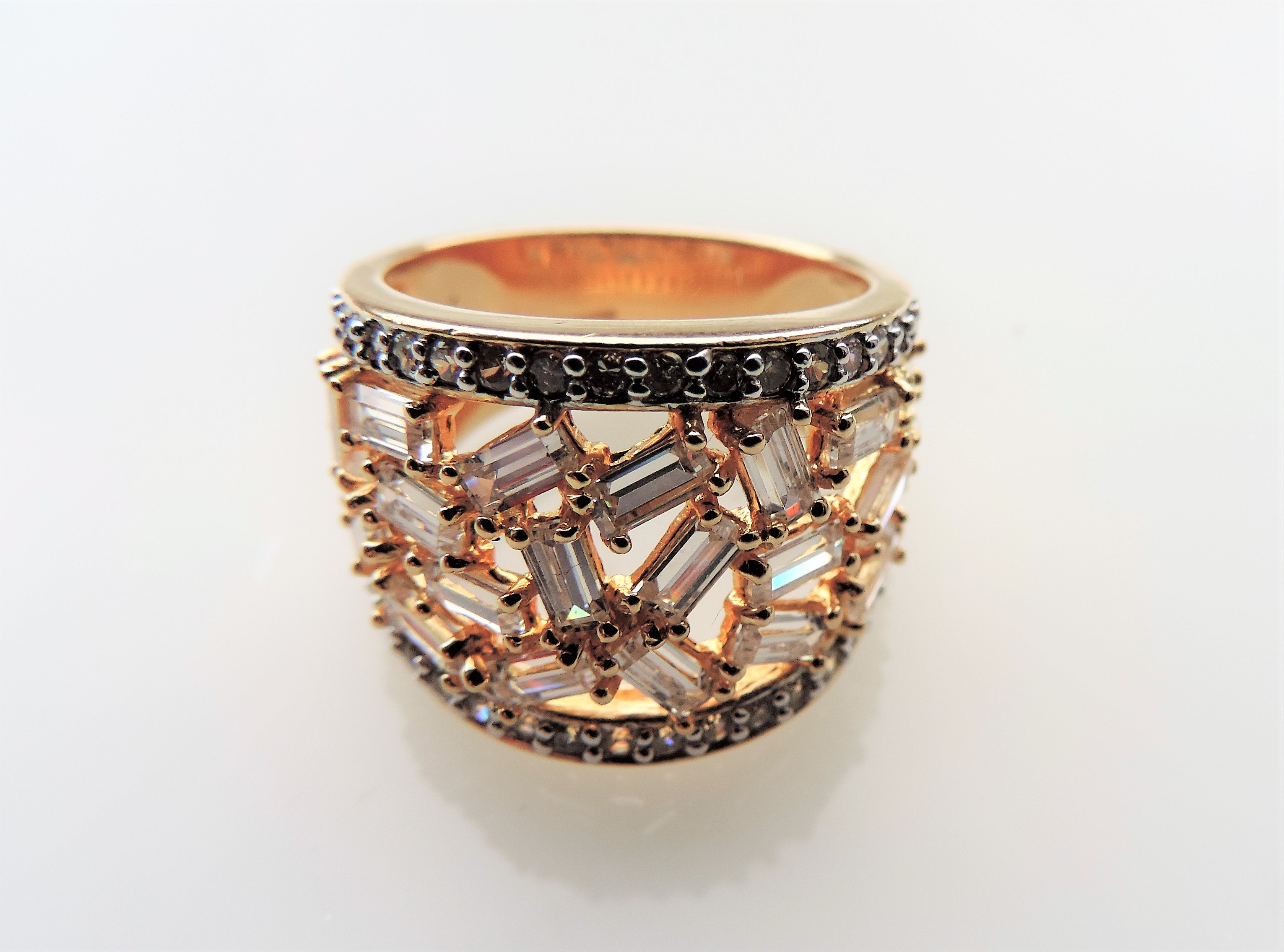 Gold on Sterling Silver Baguette Gemstone Ring - Image 6 of 6