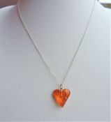 Baltic Amber Heart on Sterling Silver Chain