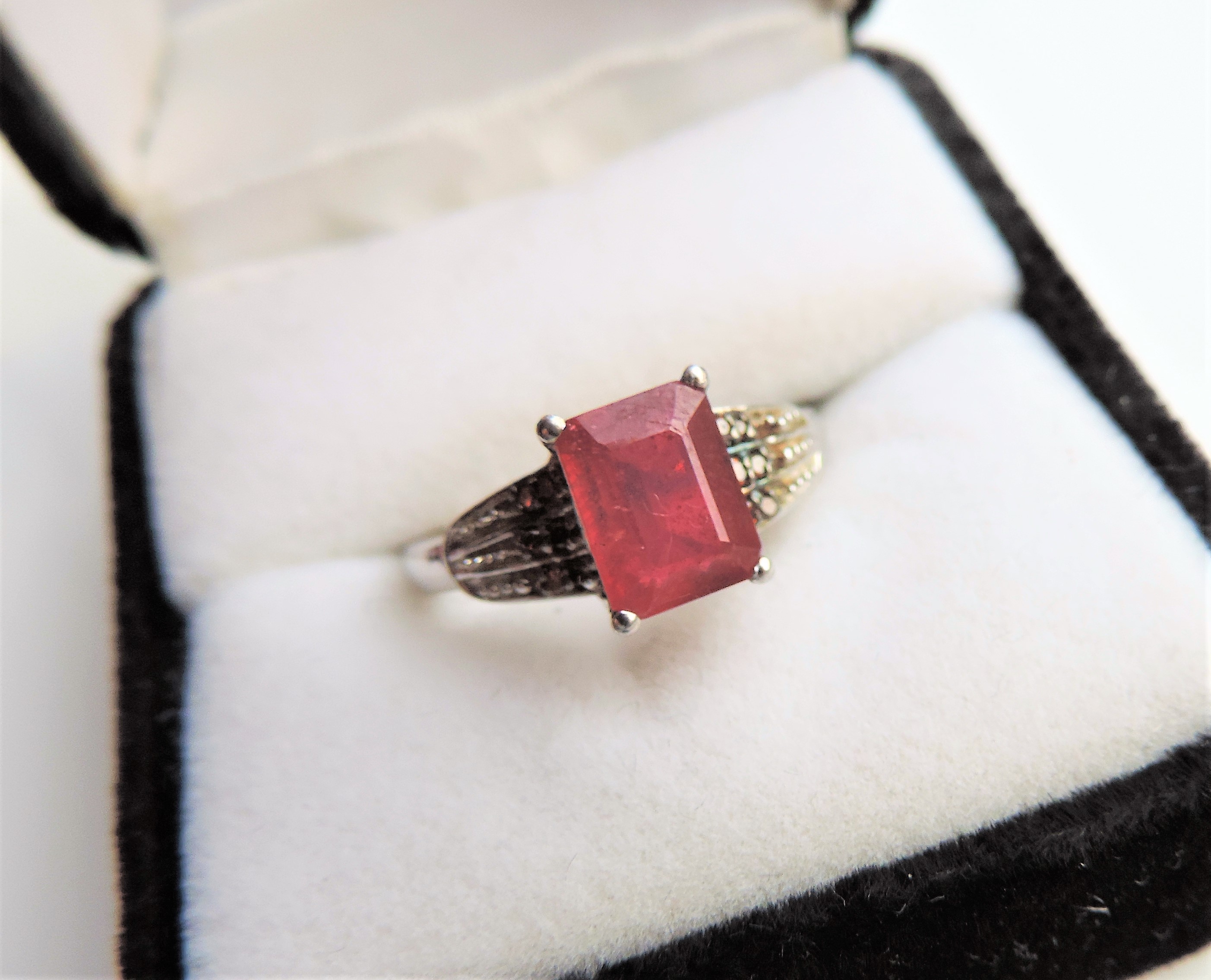 Sterling Silver 1.6 carat Ruby & Diamond Ring