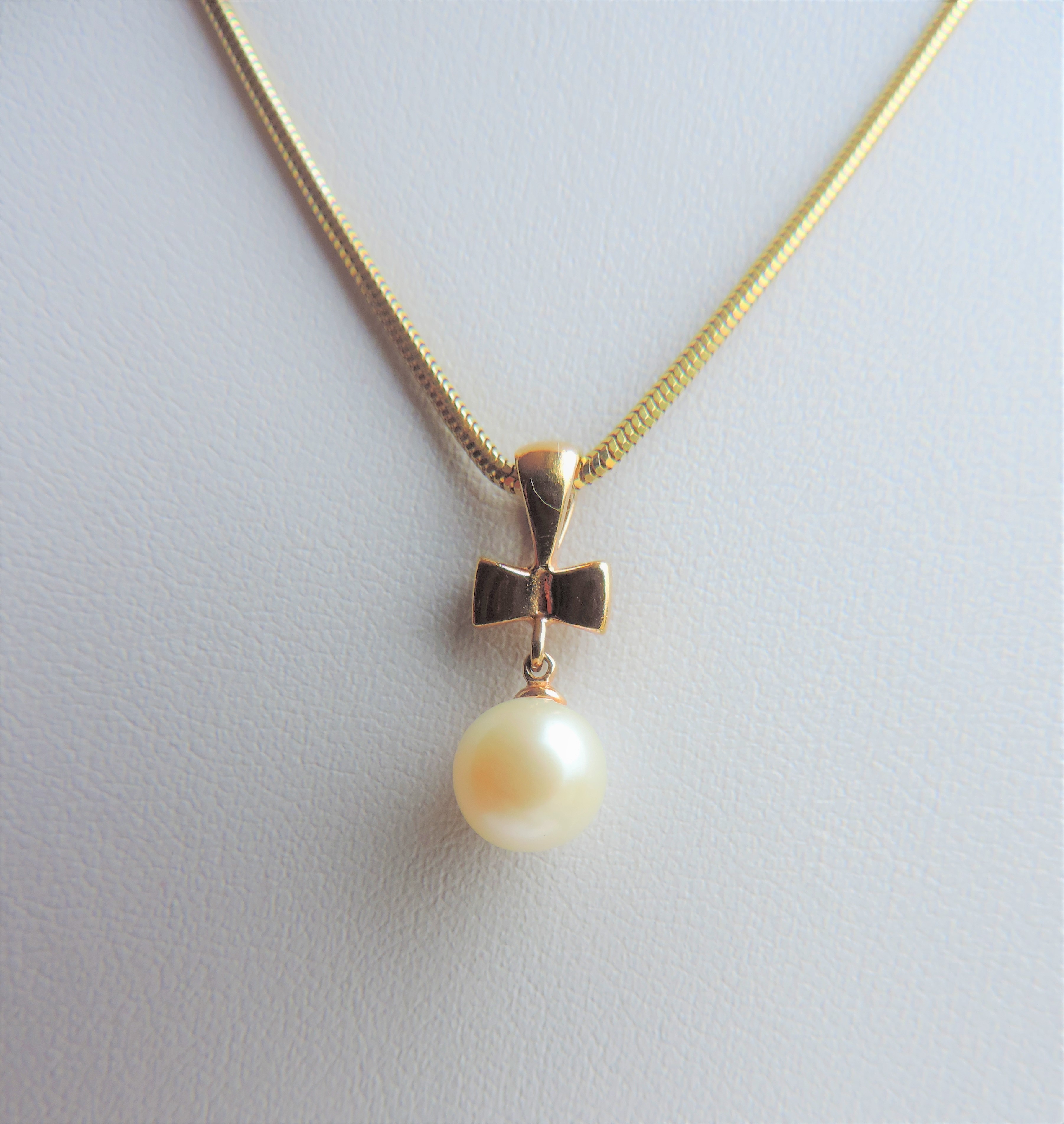Gold on Sterling Silver Cultured Pearl Pendant Necklace - Image 2 of 2