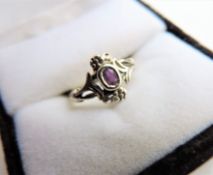 Vintage Amethyst & Marcasite Sterling Silver Ring