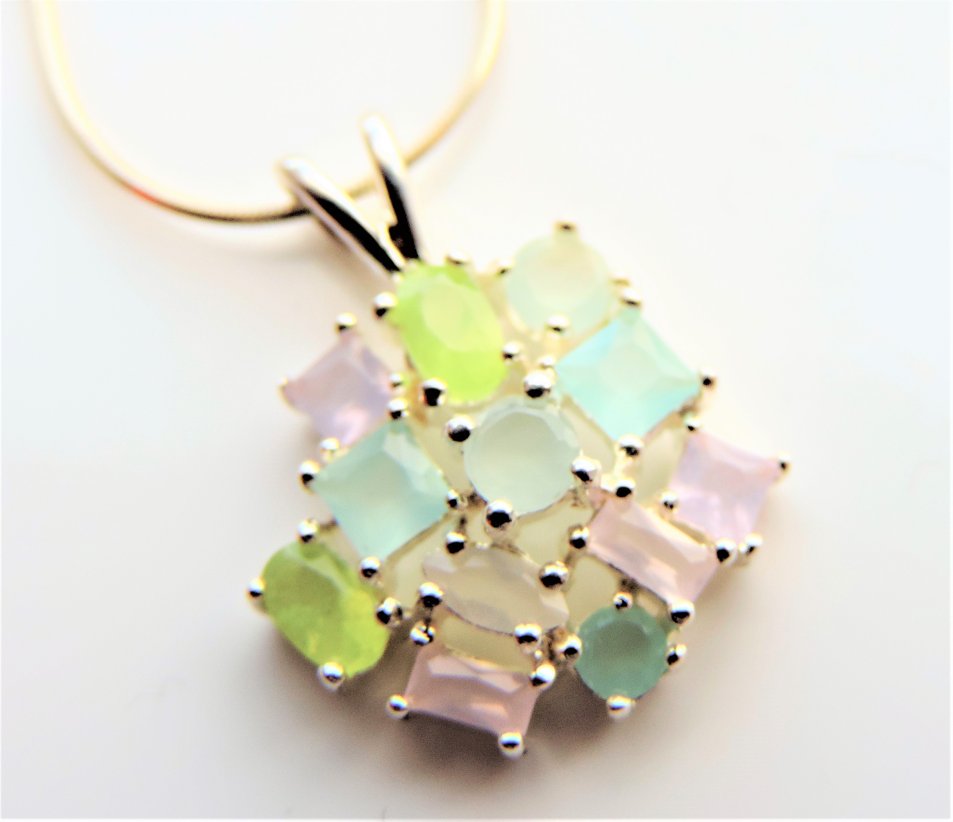 Sterling Silver Multi Gemstone Pendant Necklace - Image 2 of 3