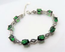 Sterling Silver 9 carat Green Diopside Tennis Bracelet