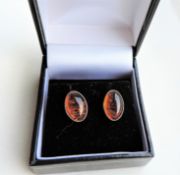 Sterling Silver Baltic Amber Stud Earrings