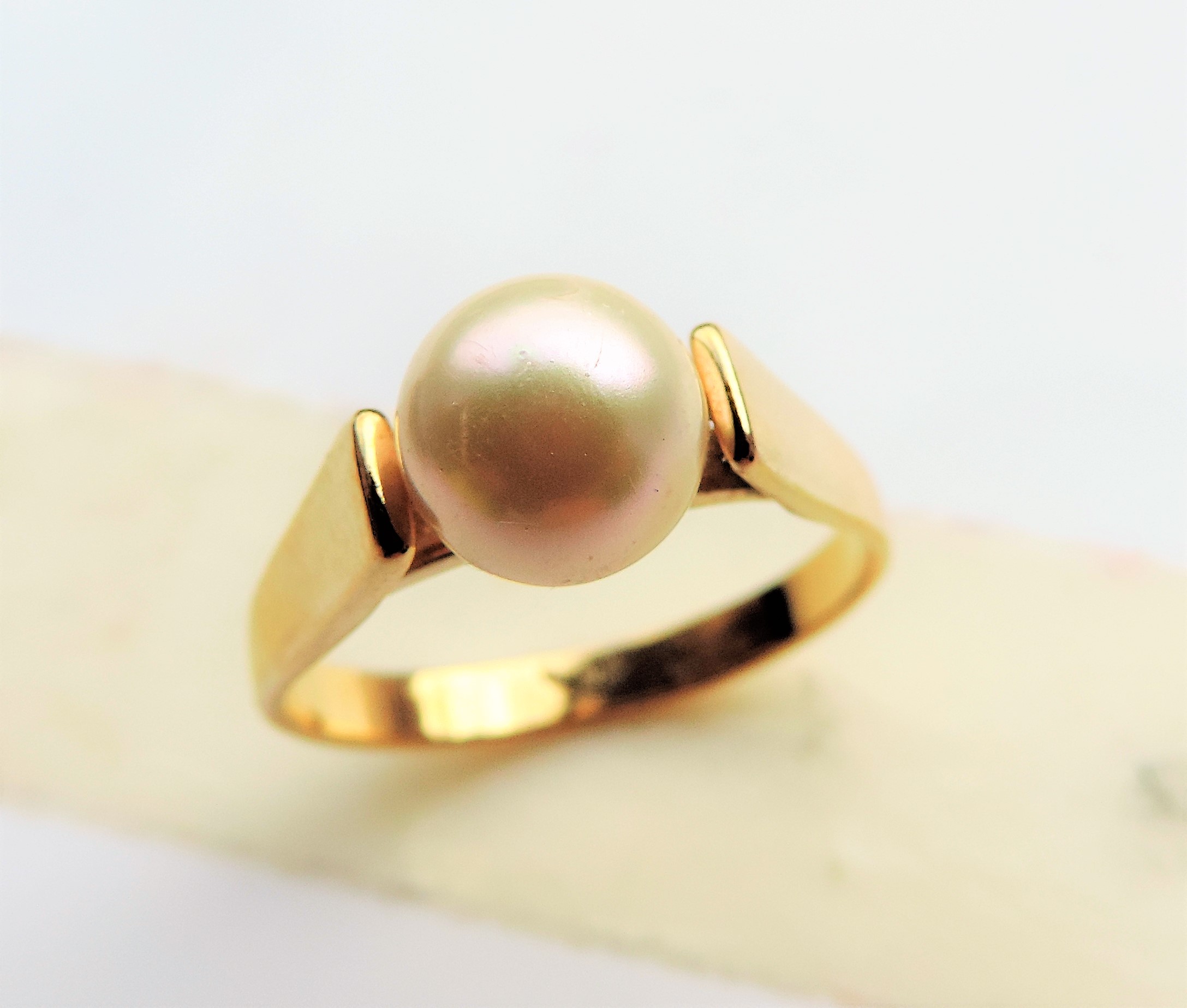 Gold on Sterling Silver Pearl Ring - Image 4 of 4