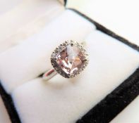 Sterling Silver 2.50 carat Morganite Ring