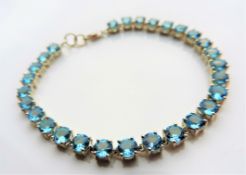 Sterling Silver 15.68 carat Blue Topaz Tennis Bracelet