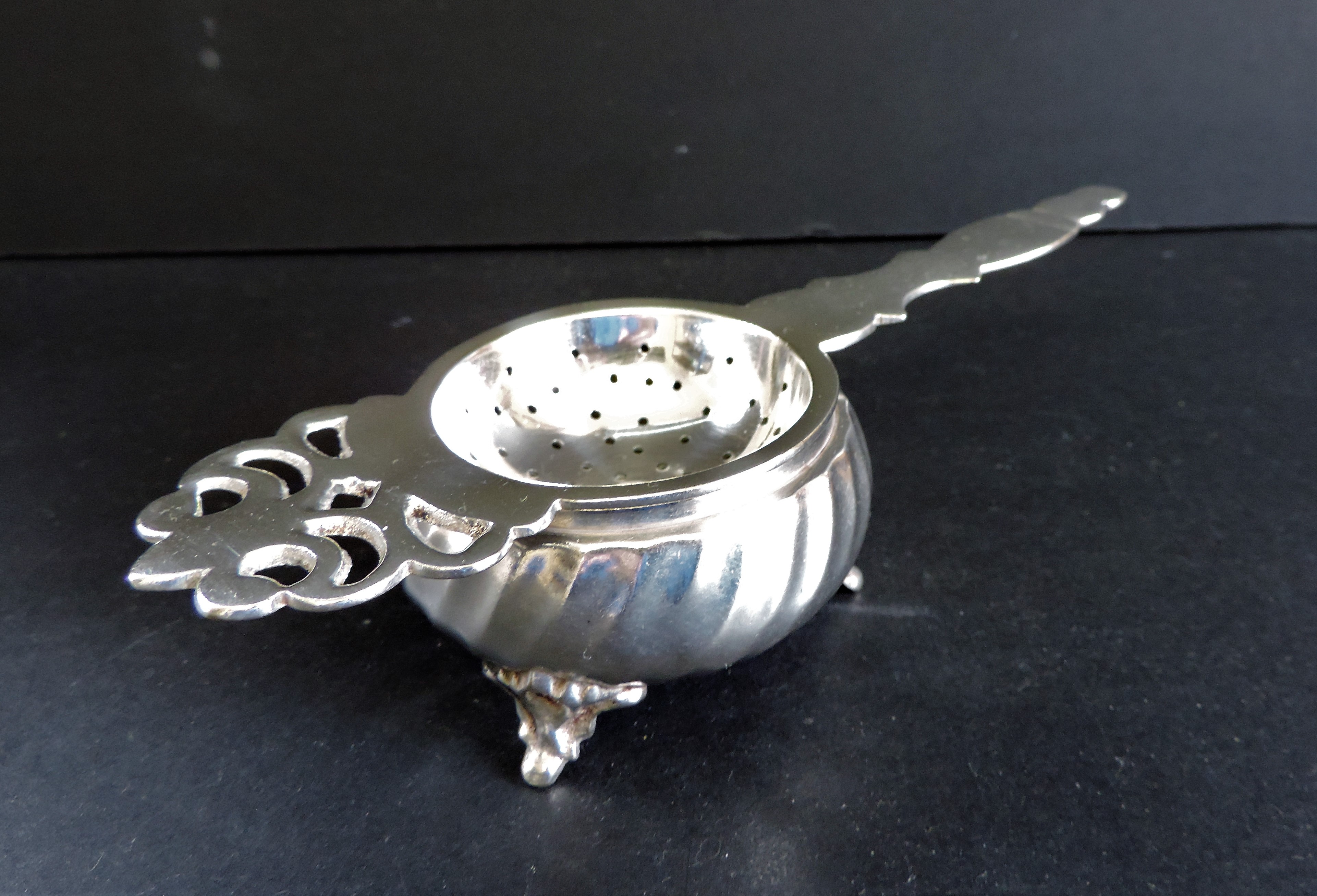 Antique Art Nouveau Silver Plate Tea Strainer