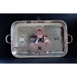 Large Victorian Silver Plated Gallery Tray on Paw Feet circa 1890's