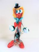 Large Vintage Murano Glass Clown with Red Shoes 32cm Tall