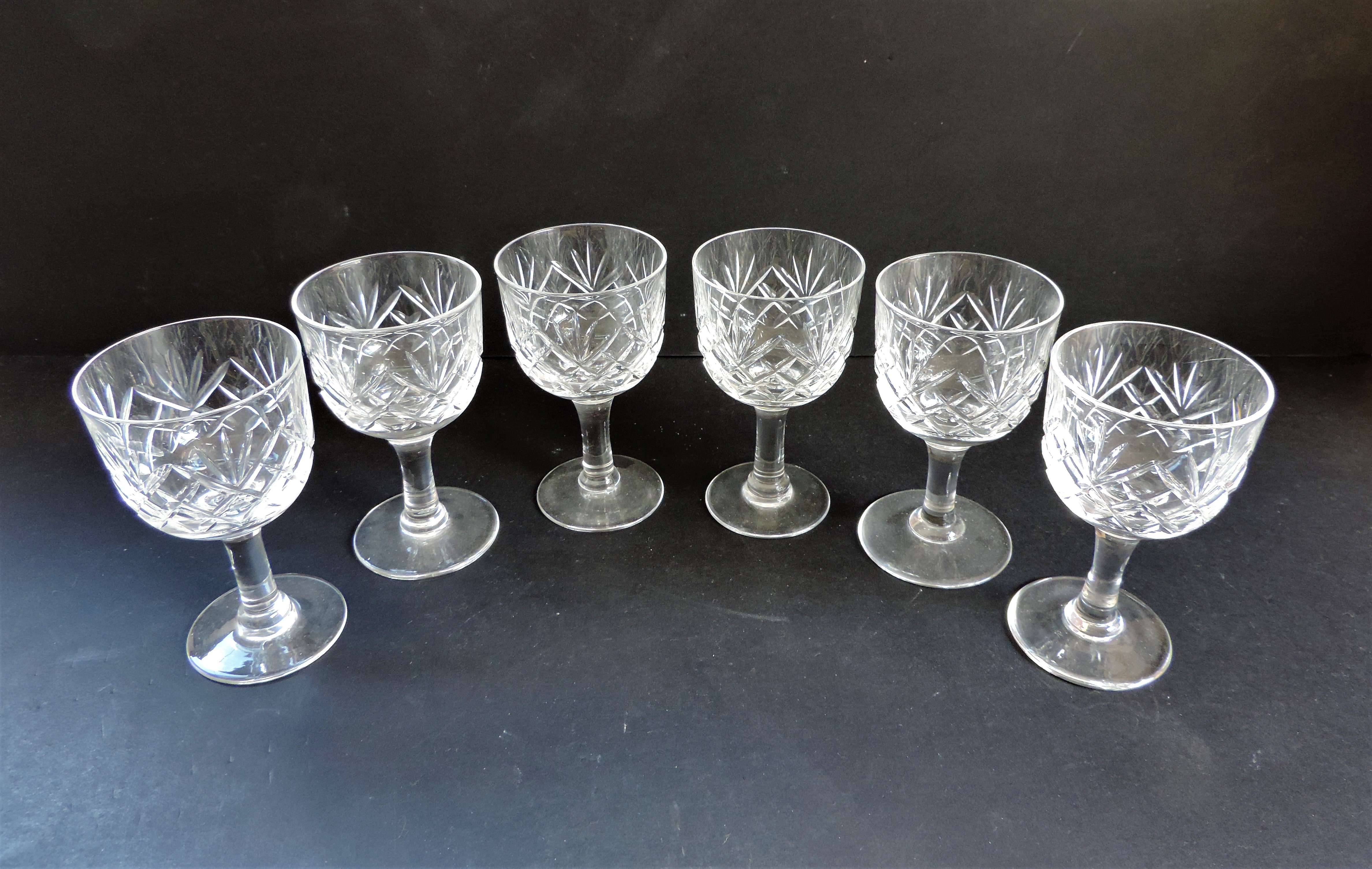 Vintage Cut Crystal Wine Glasses Set 6 - Image 2 of 4