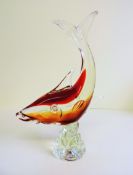 Vintage Murano Glass Shark Sculpture 30 cm Tall