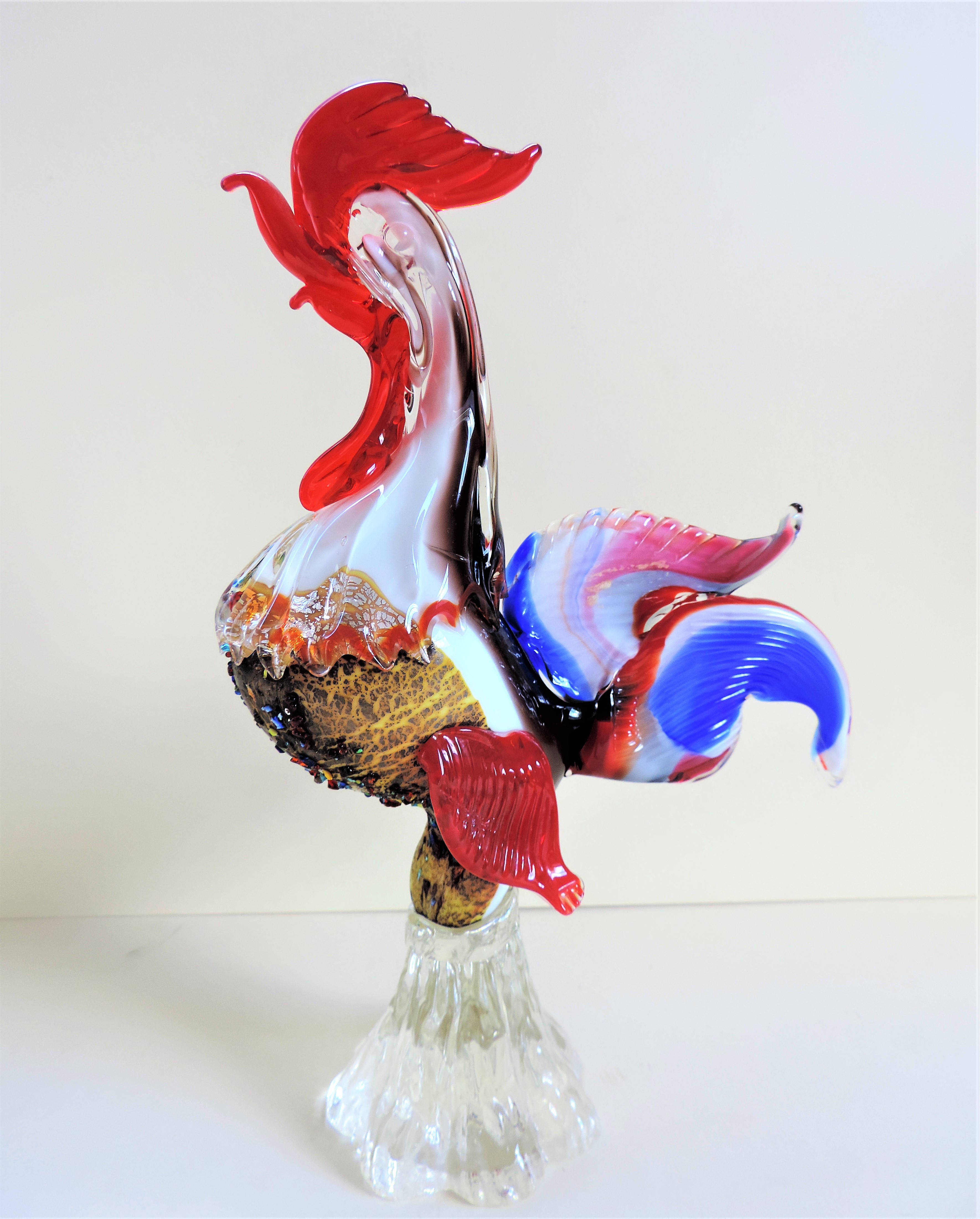 Large Vintage Murano Glass Rooster Sculpture 30cm Tall - Image 5 of 7