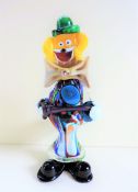 Vintage Murano Glass Clown Playing the Guitar 26cm tall