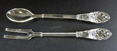 Antique Edwardian Cut Glass Salad Servers