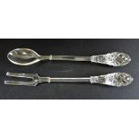 Antique Edwardian Cut Glass Salad Servers