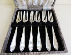 Cased Set Antique Silver Plated Pastry Forks