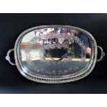 Large Vintage Silver Plated Serving Tray