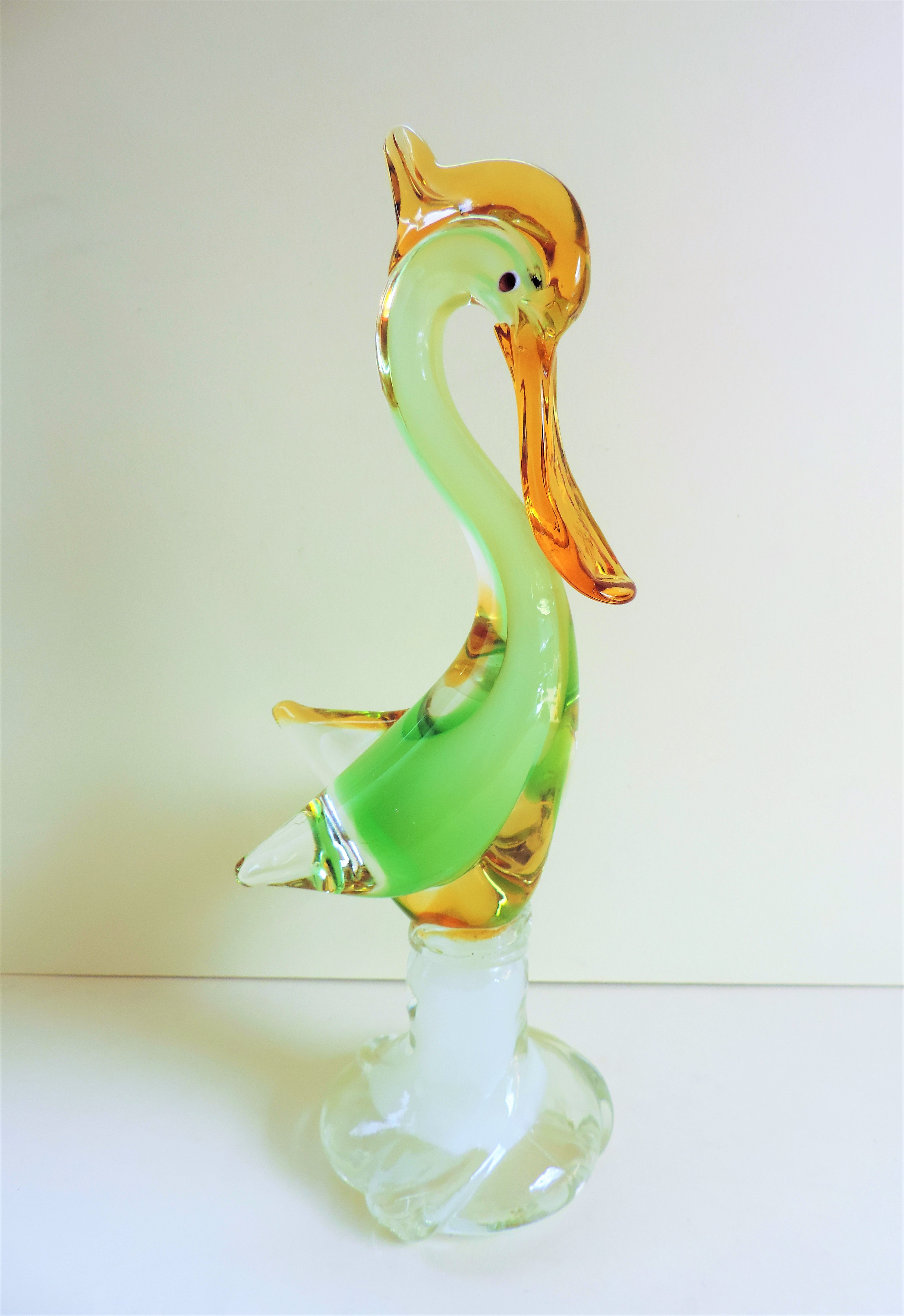 Large Vintage Murano Glass Bird Sculture 34cm Tall